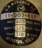 Norgren 11-002-067 Air Pressure Regulator 1/2" NPT 400/125PSI IN/OUT 175°F Max