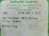 Buckley/QC Fasteners Hex Socket SET Screw 3/8-24 x 3/4 Alloy Steel - Box of 100