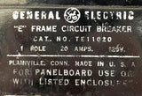 General Electric TE11020 1 Pole Circuit Breaker 20A 125V 1 Phase Bolt-On Mount
