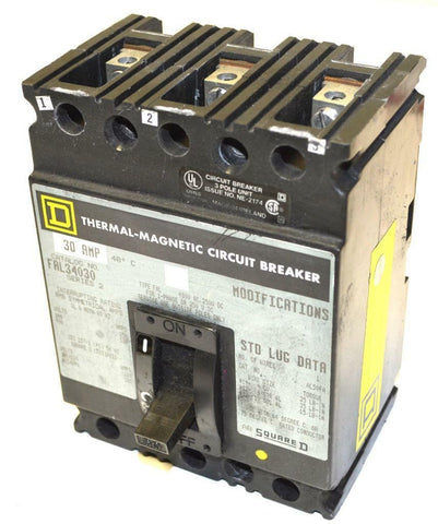 SQUARE D FAL34030 THERMO-MAGNETIC 3-POLE CIRCUIT BREAKER 30 AMP 240 VAC