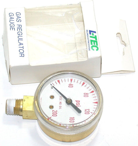 L-Tec 2" Diameter 1/4in Npt Gas Regulator 0-200 NIB