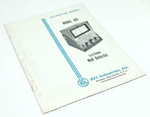 RFL Industries Model 485 Electronic Null Detector Instruction Manual