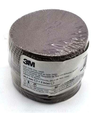 3M 348D PSA Cloth Disc 80 Grade 3" (Pack of 50)
