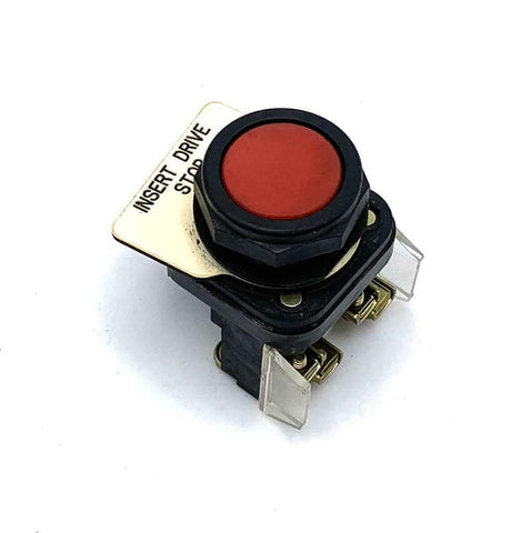 Allen Bradley AB 800H-AR Red Flush Push Button "Insert Drive Stop" Legend Plate
