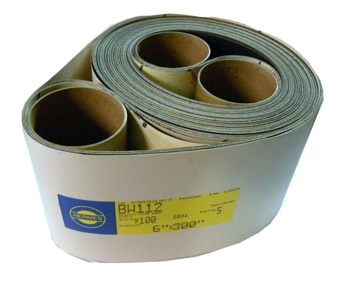NEW HERMES ABRASIVE BW114 6" X 330" 100 GRIT PACK OF 5 SANDING BELT (4 AVAIL)