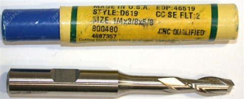 DoAll 1/4" Diameter 3/8" Shank 2 Flute HSS X long End Mill 46519 New