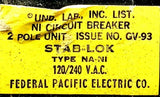 Federal Pacific Electric Stablok NA250 2 Pole Circuit Breaker 50A 240V