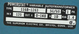 POWERSTAT 116B-1263 VARIABLE TRANSFORMER 0-140 VAC @ 10 AMPS