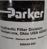 Parker 926543 Hydraulic Low Pressure Filter Element 20 gpm 150 PSI 4ZC81