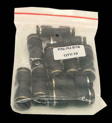 Pack of 10 New Pneuforce  PU-5/16  Plastic Push Lock Coupler Fittings 5/16"