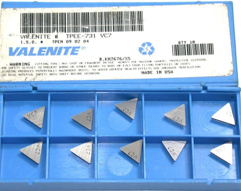 Lot of 10 New Valenite Indexable Boring Tool Carbide Inserts TPEE-731 VC7