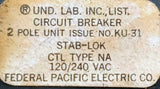 Federal Pacific Electric NA220 2 Pole Circuit Breaker 20A 120/240VAC