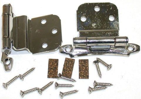 Amerock BPR792826 3/8 Inset Self-Closing Face Mount Polished Chrome Hinge 2 Pack