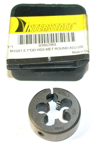 Up to 2 New Interstate Adjustable M10X1.5 HSS 1" OD Thread Die 03862901