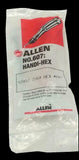 New Allen Handi-Hex  No. 607 Size 7/64 Hex Screwdriver Set Made in USA