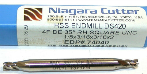 Niagara 1/8" diameter Double End 4 Flute HSS End Mill 74040 New
