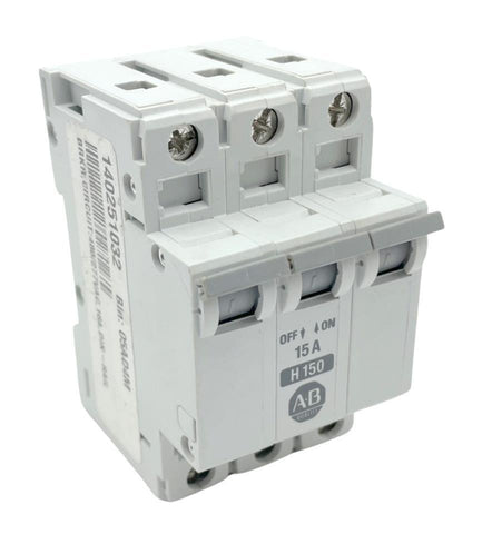 Allen-Bradley 1492-CB3H150 Ser. B Circuit Breaker 3-Pole 15A 480VAC 3PH DIN-Rail