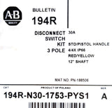 Allen-Bradley 194R-N30-1753-PYS1 Ser. A Disconnect Switch Kit 3 Pole 30A IP66