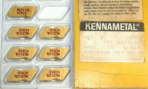 Lot of 7 New Kennametal Top Notch Tin Coated Grooving Inserts NG3110L KC810