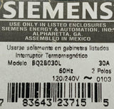 Siemens BQ2B030L 2 Pole Circuit Breaker 30A 120/240VAC 60HZ