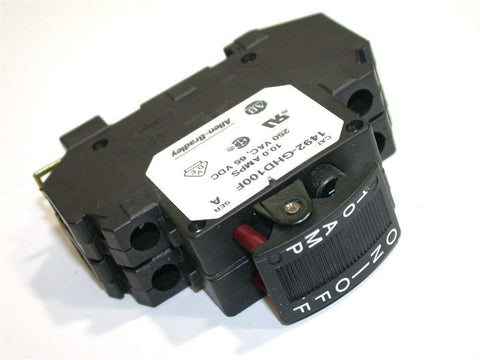 UP TO 8 ALLEN BRADLEY 10AMP 2POLE 250VAC/65VDC CIRCUIT BREAKERS 1492-GHD100F