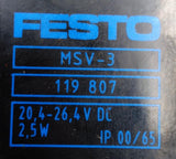 Festo JMVH-5-1/8 B-VI Solenoid Valve W/ MSV-3 Solenoid Coils 145PSI 20-26VDC