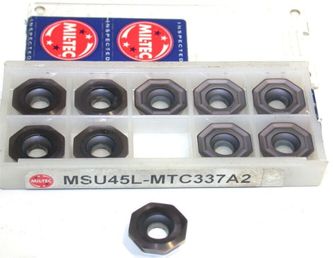 Lot of 10 New Mil-Tec Octagon Carbide Milling Inserts MSU45L-MTC337A2