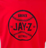 Tultex Men's Jay-Z The Bronx Detroit 2010 Baseball Red Short Sleeve Shirt Size L
