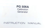 Tektronix PG-506A Calibration Generator Instruction Manual