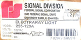 Federal Signal Electraray 225-120A Rotating Beacon Light Red 4N43 120V 60Hz