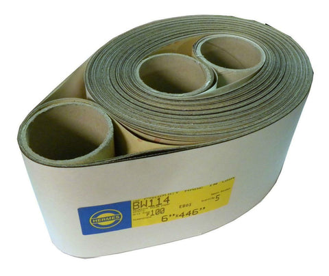 NEW HERMES ABRASIVE BW114 MX 6" X 446" 100 GRIT PACK OF 5 SANDING BELT (4 AVAIL)