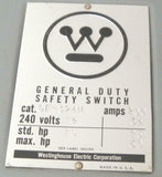 Westinghouse   GF-324N  3-Pole 200 Amp  Safety Switch Disconnect 240 VAC