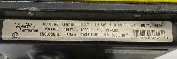 Apollo AE20010 Electric Actuator 115 VAC Nema 4