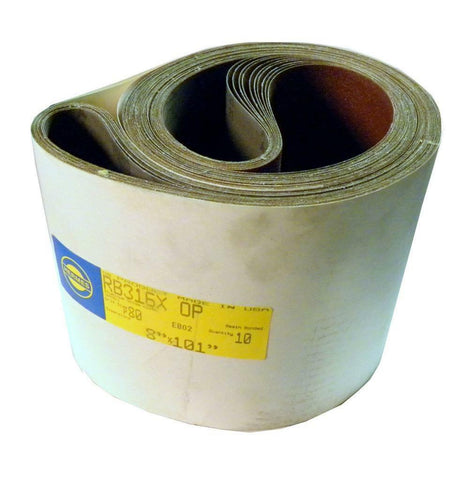 NEW HERMES ABRASIVE RB316X OP 8" X 101" 80 GRIT PACK OF 10 SANDING BELT
