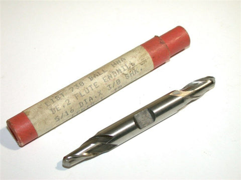 UP TO 2 NEW BRUBAKER 3/16" 2 FLUTE DOUBLE END HSS BALL END MILLS