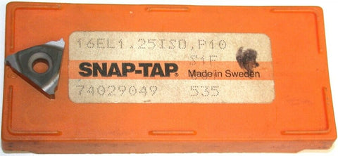 Lot of 7 New Seco Snap-Tap Indexable Carbide Threading Inserts 16EL1.25ISO P10