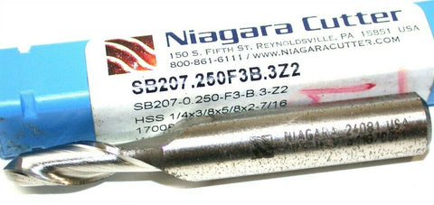 Niagara 1/4" 3/8" Shank 2 Flute HSS Ball End Mill SB207.250F3B.3Z2 New