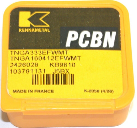 Kennametal 242602 PCBN Tipped Inserts TNGA333EFWMT KB9610 New