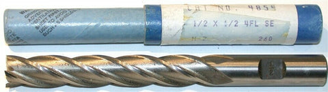 Eclipse 1/2" Diameter 1/2" Shank X Long 4 Flute 3" LOC HSS End Mill 4854 New
