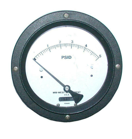 Mid-West Instrument  130SC-00-OO  Differential Pressure Gauge 0-5 PSID 1/4 NPT