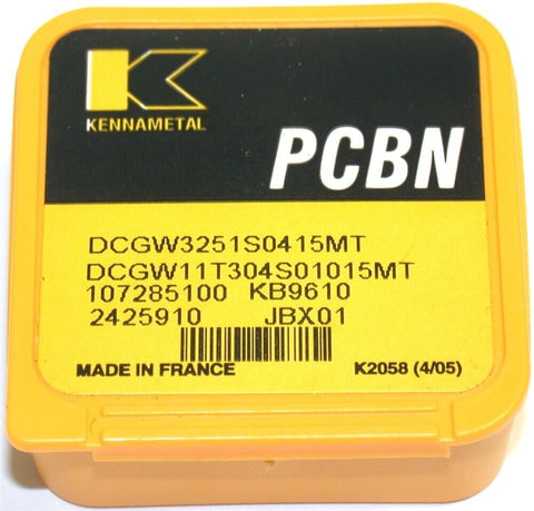 Kennametal 2425910 PCBN Tipped Inserts DCGW3251S0415MT KB9610 New