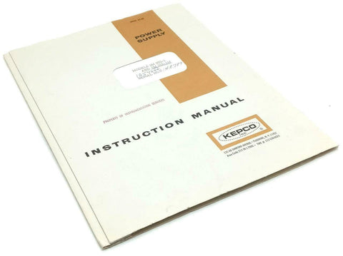 Kepco Models SM 325-1 & SM 325-1M Power Supply Instruction Manual