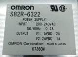 Omron S82R-6322 AC/DC Power Supply 30W 200-240VAC 50/60HZ 0.7A 5/24VDC DIN Rail