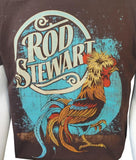 Tultex Men's Rod Stewart Rooster Graphic Brown Short Sleeve Shirt Size Large