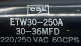 CDE ETW30-250A Capacitor 30-36 MFD 220/250 VAC