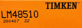 Timken LM48510 Tapered Bearing Cup 2.5625" X 0.5500" (3 Available)