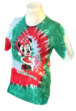 Disney Parks Minnie Mouse Santa Tie Dye Short Sleeve Shirt Size Youth Medium