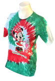Disney Parks Minnie Mouse Santa Tie Dye Short Sleeve Shirt Size Youth Medium