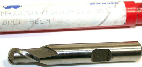 Up to 2 New Regal Beloit 9mm 3/8" Shank 2 Flute HSS Ball End Mills