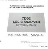 Tektronix 7D02 Logic Analyzer Service Instruction Manual